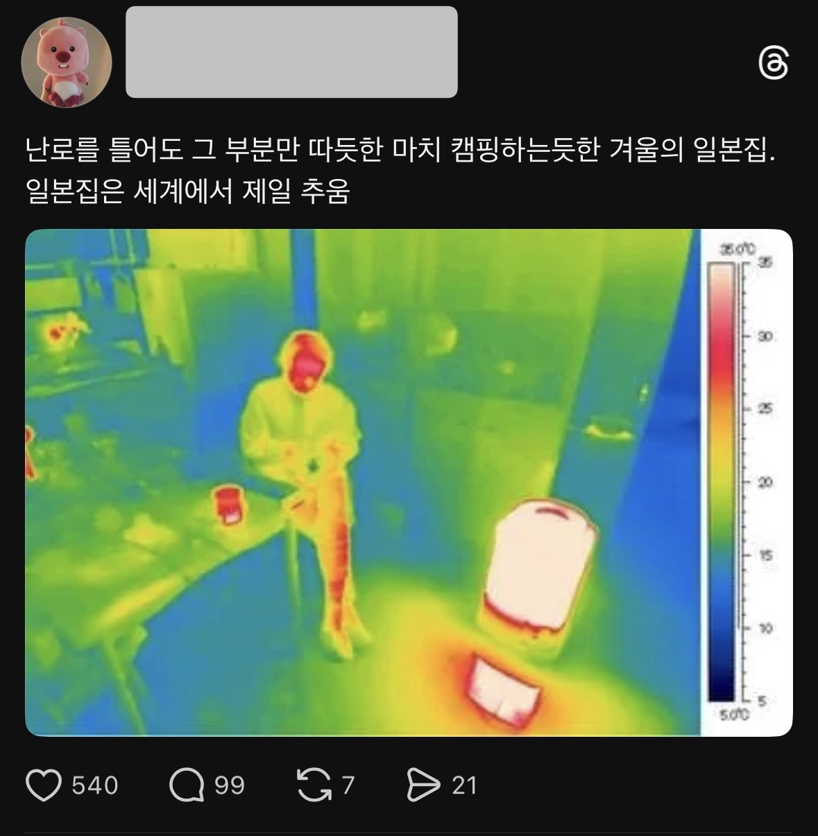 일본집 겨울 추위는 한국이랑 체감이 다르다는 스레드인 | 인스티즈