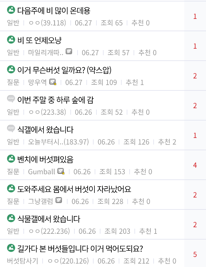 장마철 버섯갤과 식물갤 근황 | 인스티즈