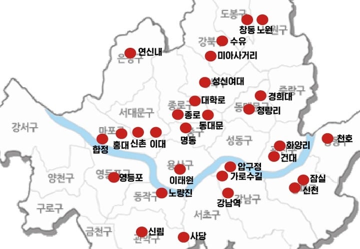  서울시 유명번화가 지도.jpg | 인스티즈