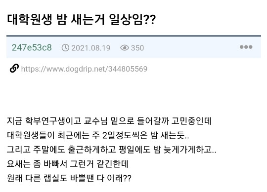 대학원생 밤새는거 일상임? | 인스티즈