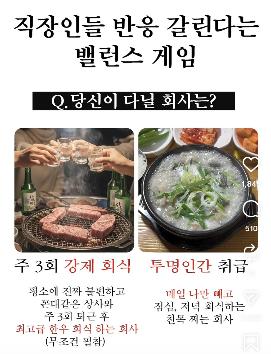 직장인들 반응 갈린다는 밸런스게임 | 인스티즈