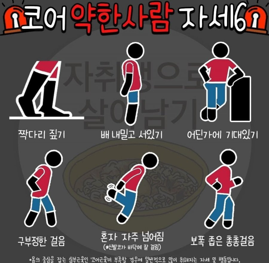 코어 약한사람 자세 특징 | 인스티즈