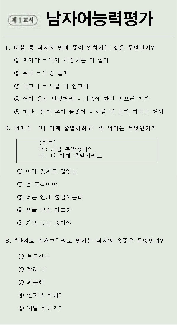 남자어 능력 평가 | 인스티즈