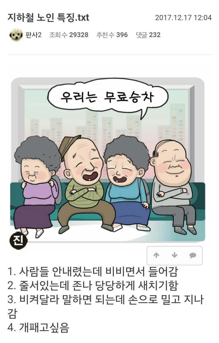 지하철 노인들 특징 | 인스티즈