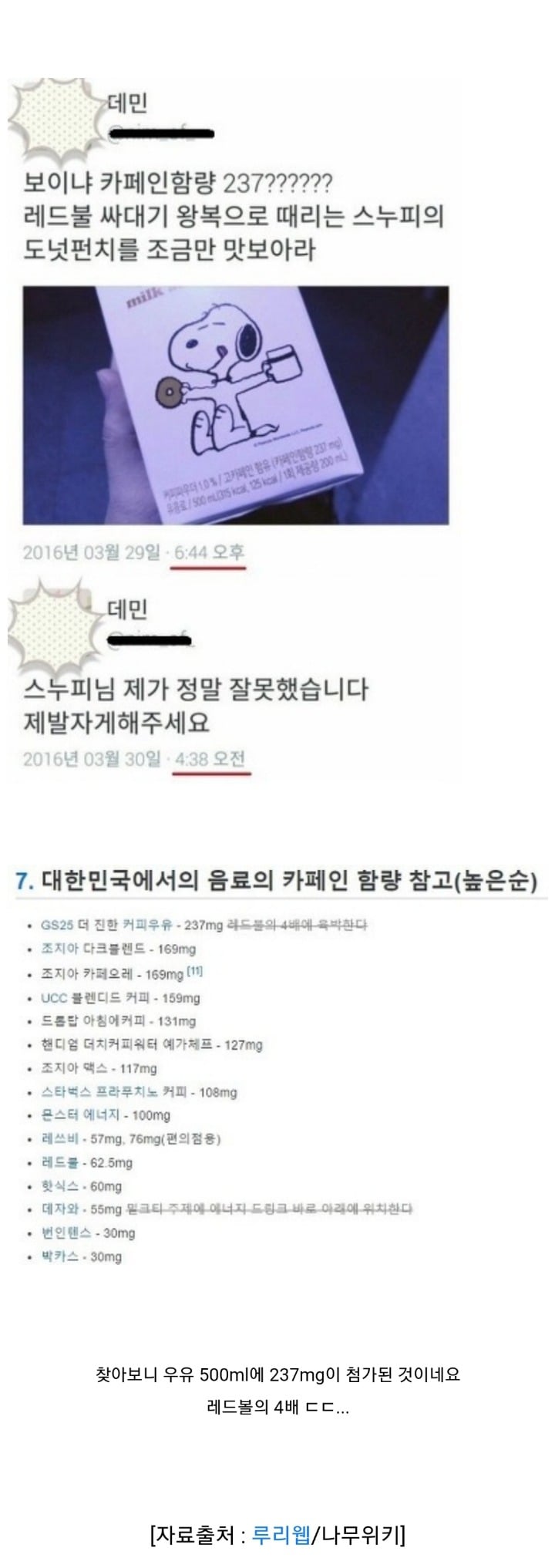 스누피 커피우유의 위엄.jpg | 인스티즈