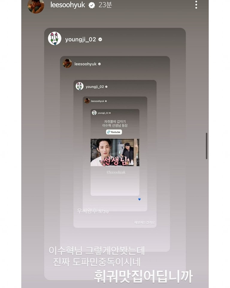 이영지랑 인스타 에서 기싸움 하는 배우 이수혁 | 인스티즈