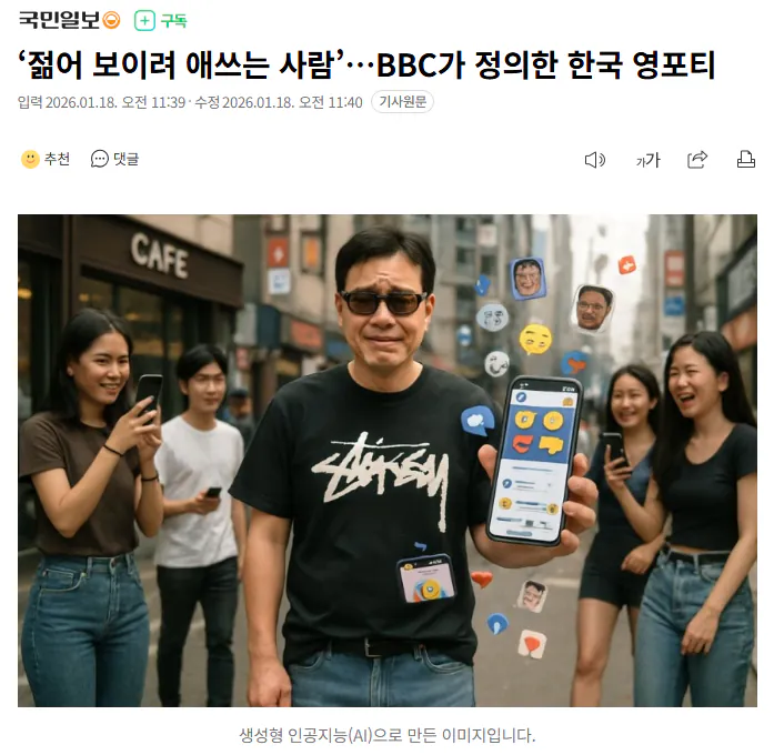 '젊어 보이려 애쓰는 사람'…BBC가 정의한 한국 영포티 | 인스티즈