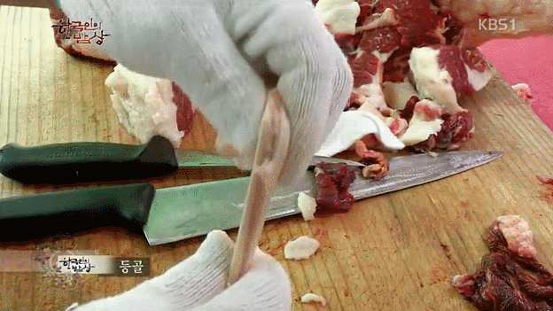 도축한지 1시간 된 소고기(feat.한국인의 밥상).gif | 인스티즈