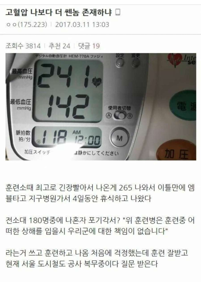 고혈압 때문에 포기각서 쓴 사람 | 인스티즈