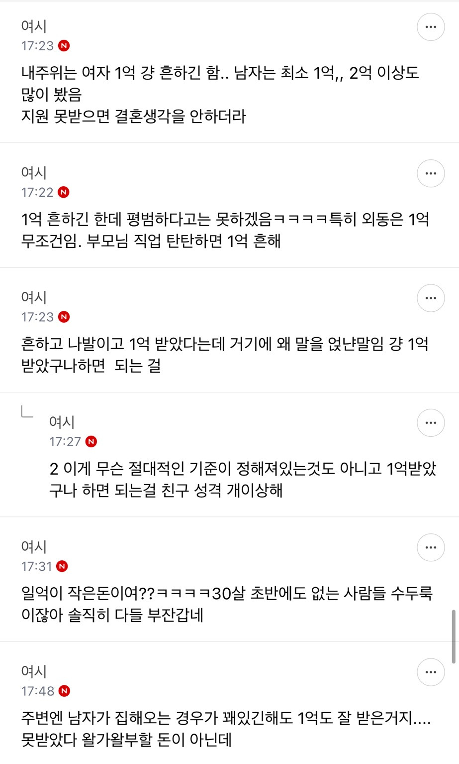 [야마방] 결혼할 때 1억 부모님 지원 받는게 평범하다 vs 아니다 | 인스티즈