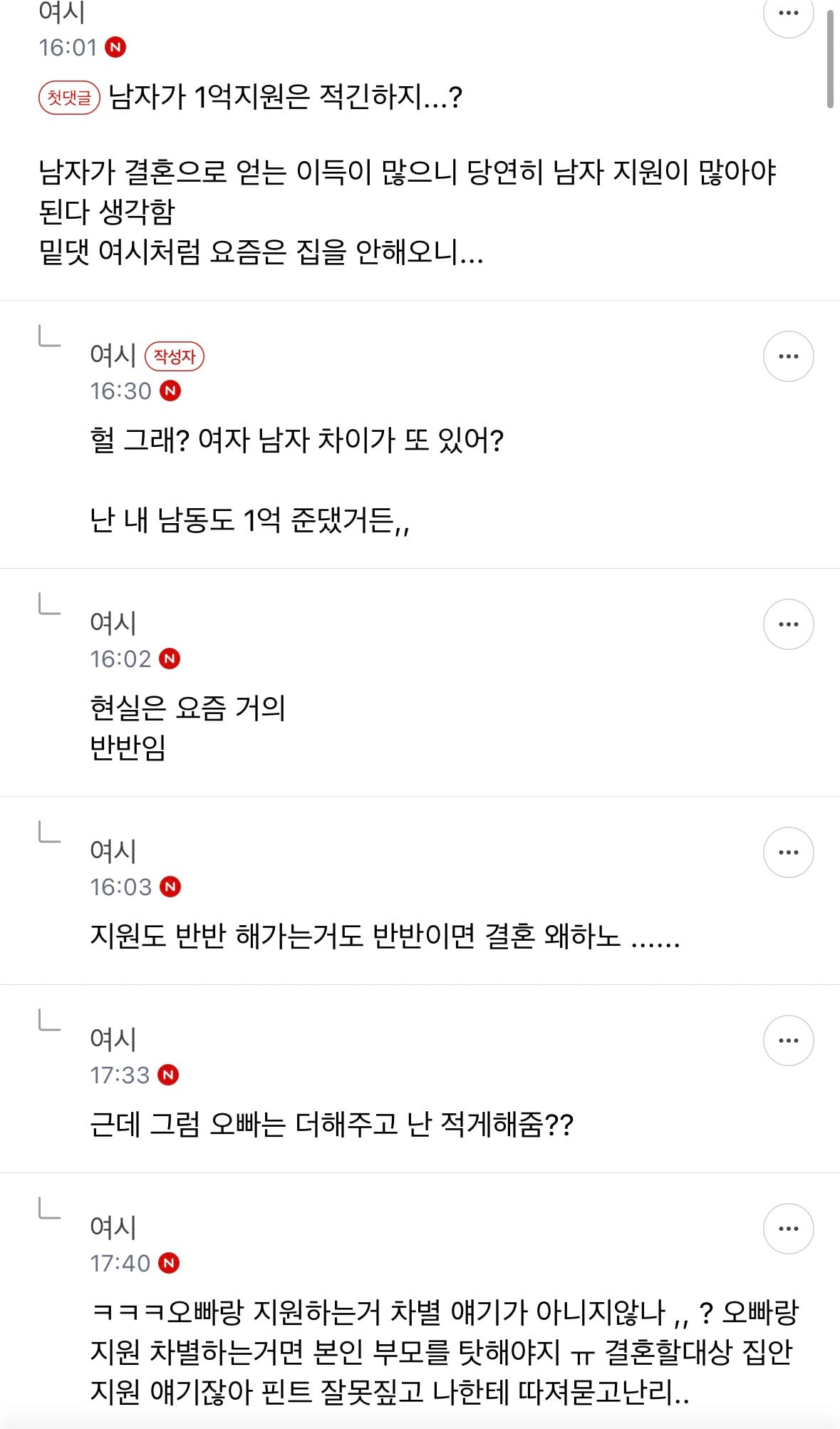 [야마방] 결혼할 때 1억 부모님 지원 받는게 평범하다 vs 아니다 | 인스티즈