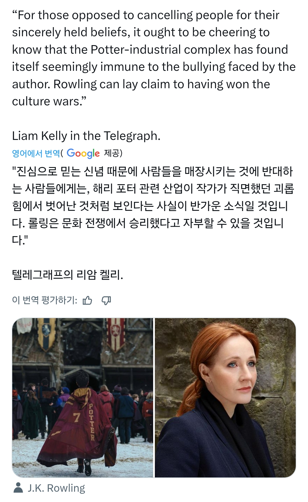 해리포터 드라마 예고 공개 이후 롤링에 대한 영국언론의 평 | 인스티즈