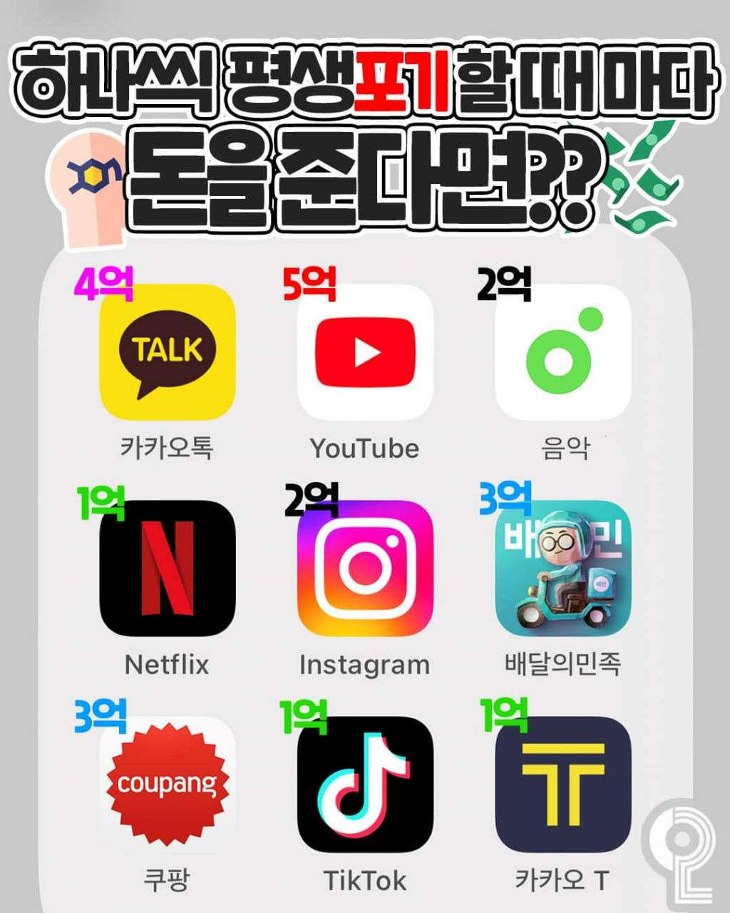 하나씩 평생 포기할때마다 돈을 준다면? | 인스티즈