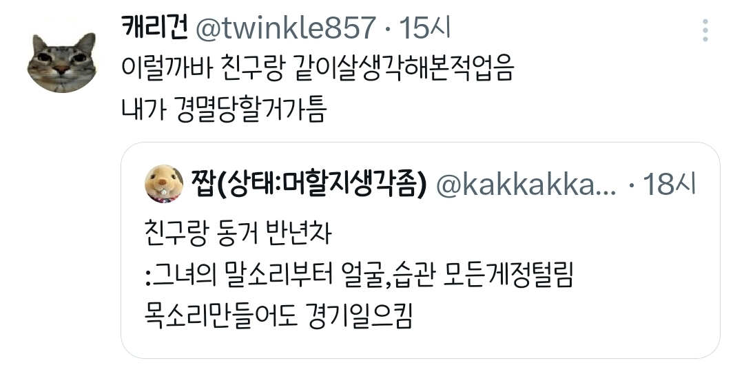 친구랑 동거 반년차.twt | 인스티즈