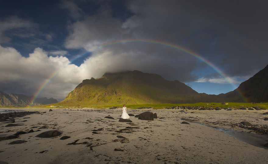 노르웨이에서 웨딩드레스입은 아내 촬영 | 인스티즈