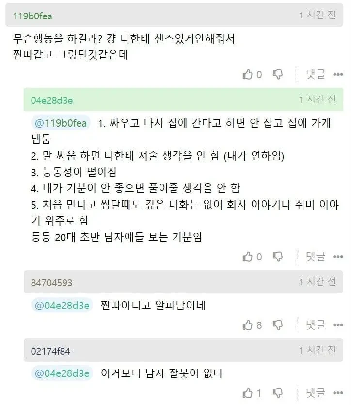 남친이 찐따 모솔 같은데 연애횟수 듣고 현타온다는 여자 | 인스티즈