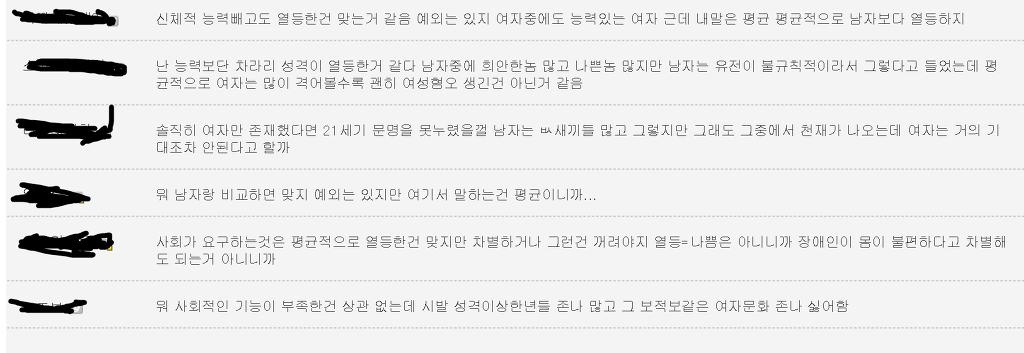 남초에 올라온 여자가 평균적으로 남자보다 열등하냐는 질문 | 인스티즈