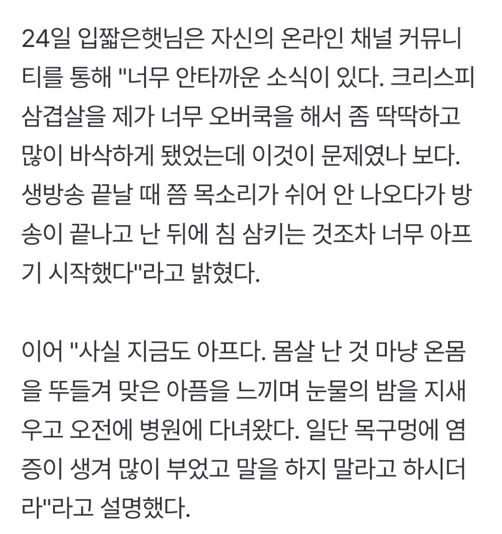 입짧은햇님 활동 중단 시킨 음식.jpg | 인스티즈