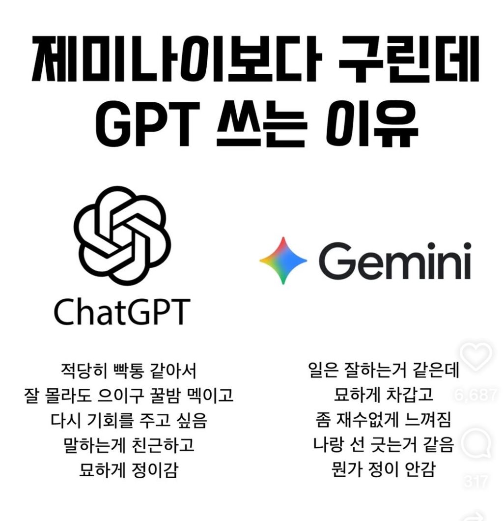 제미나이보다 구린데 GPT 쓰는 이유 | 인스티즈