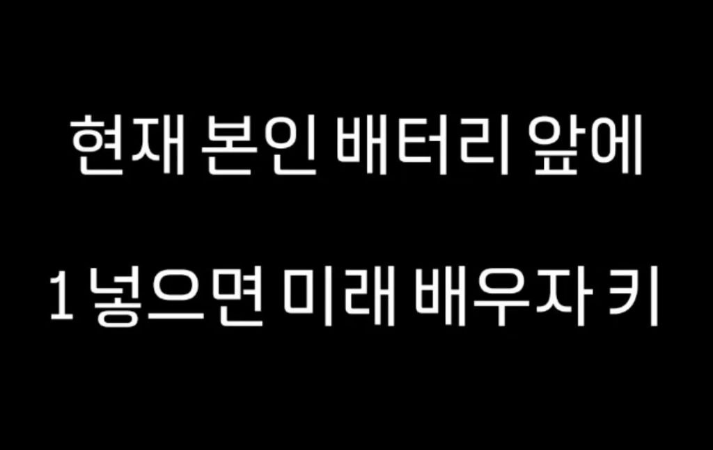 현재 본인배터리 앞에 1넣으면 미래 배우자 키 | 인스티즈