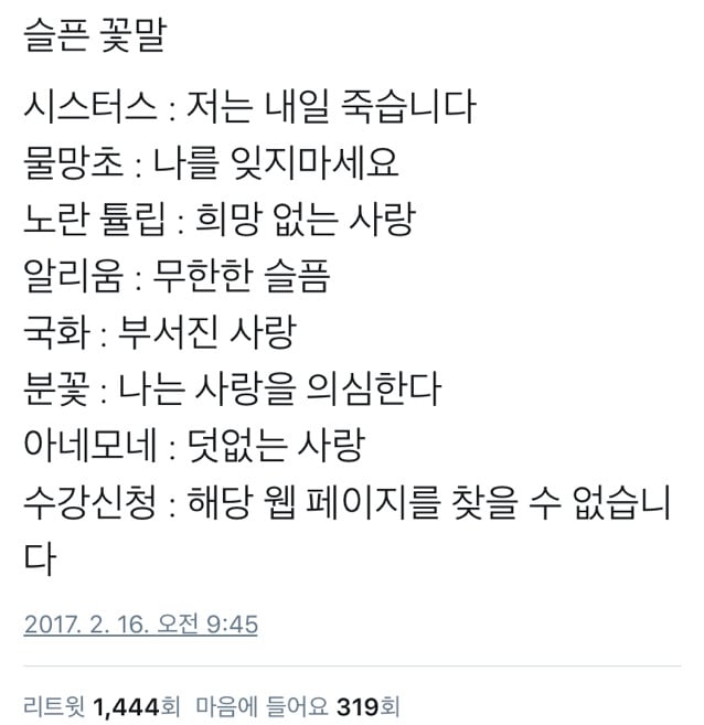 슬픈 꽃말 모음(눈물주의) | 인스티즈