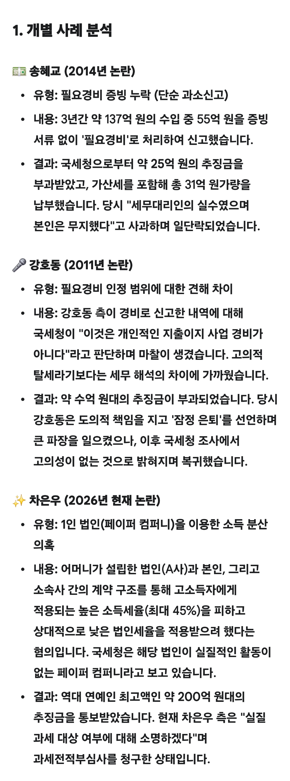 제미나이가 알려주는 차은우 200억 조세회피와 다른 연예인들의 탈세와의 차이점 | 인스티즈