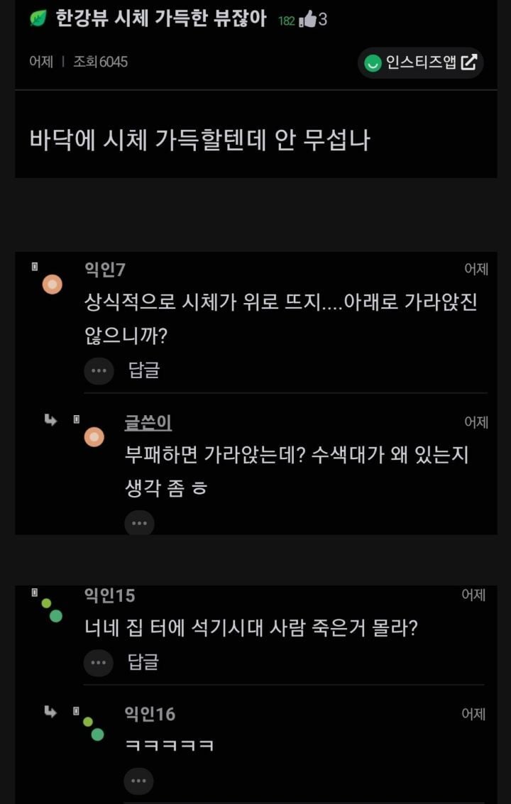 한강뷰 사실 시체 가득한 뷰 잖아 | 인스티즈