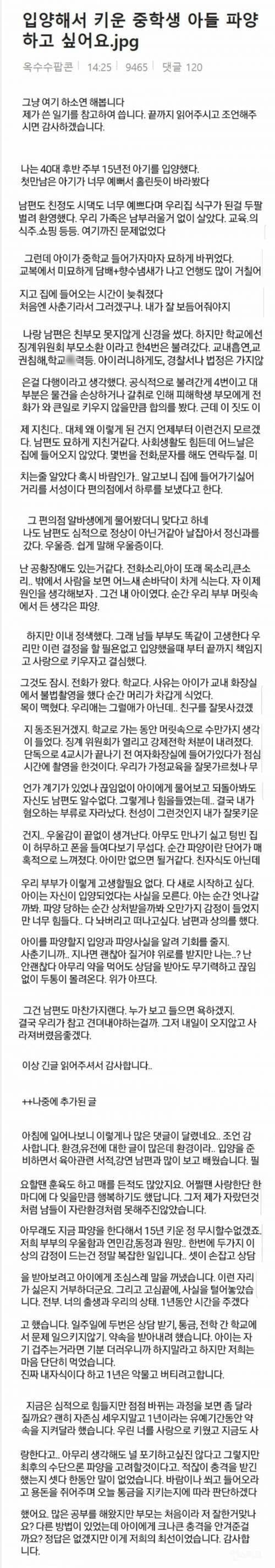 입양해서 키운 중학생 아들 파양하고 싶어요 | 인스티즈