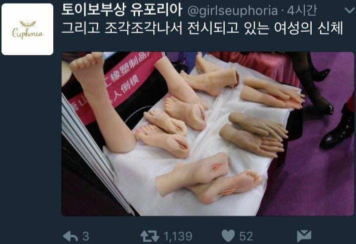 조각조각나서 전시되고있는 여성의 신체 오나홀 | 인스티즈