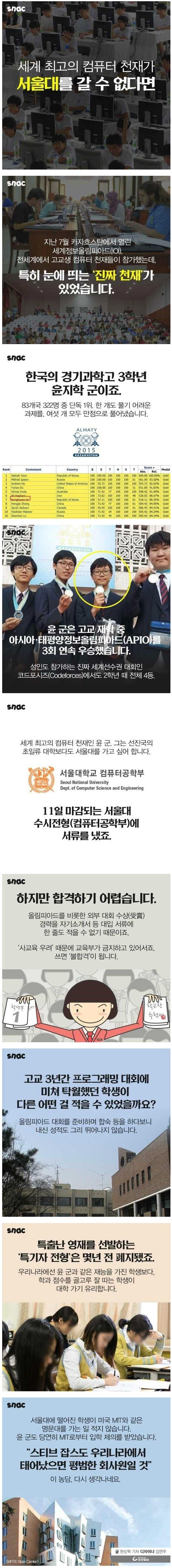 세계 최고의 컴퓨터 천재가 서울대를 갈 수 없다면? | 인스티즈