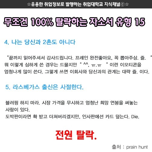 무조건 100％ 탈락하는 자소서 유형 | 인스티즈
