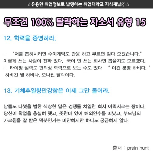 무조건 100％ 탈락하는 자소서 유형 | 인스티즈
