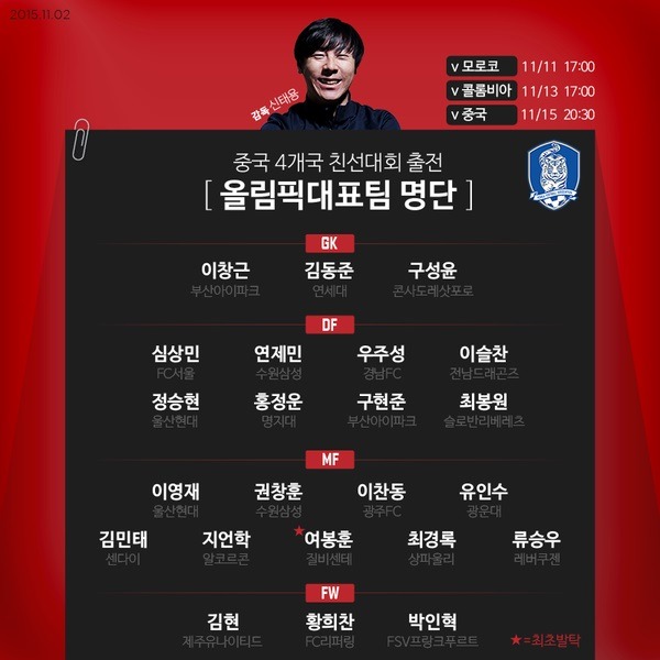 국가대표 & 올림픽대표 명단발표 | 인스티즈