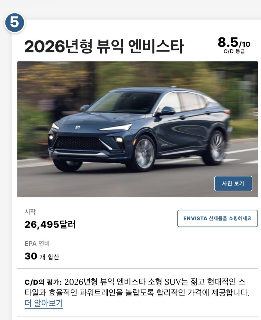 최고의 소형 SUV Top 5 (카앤드라이버) | 인스티즈