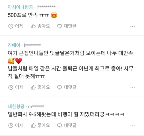 승무원 현직 직업 만족도. jpg | 인스티즈