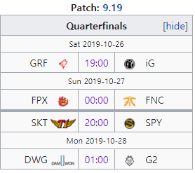 [LOL/정보] 2019 롤드컵 8강전 경기 날짜 및 시간 (한국시간 기준) | 인스티즈