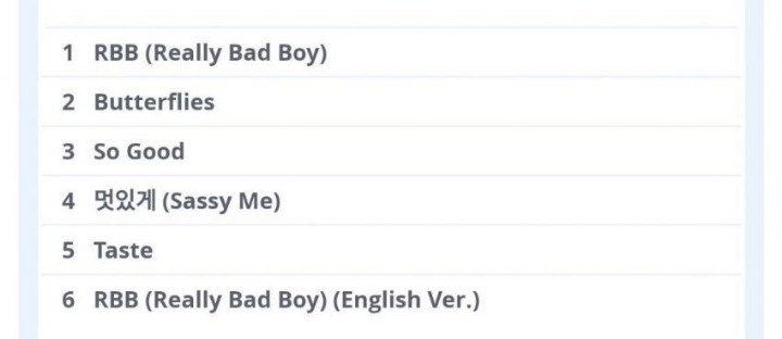 레드벨벳 미니 5집 앨범 Really Bad Boy 트랙리스트 | 인스티즈