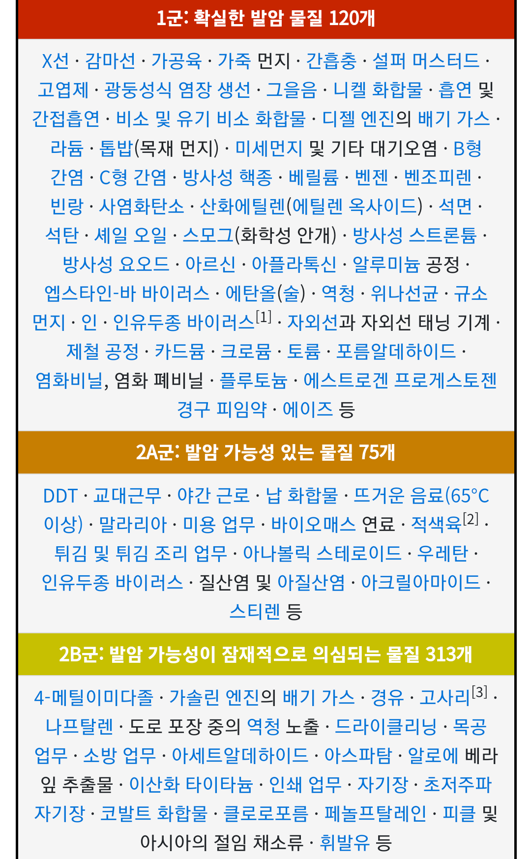 국제암연구소 지정 1군 발암물질.jpg | 인스티즈