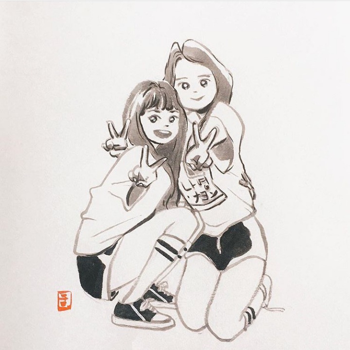 아이즈원 혼다 히토미 & 캡틴카와이 김나영 청포도즈 팬아트.jpg | 인스티즈