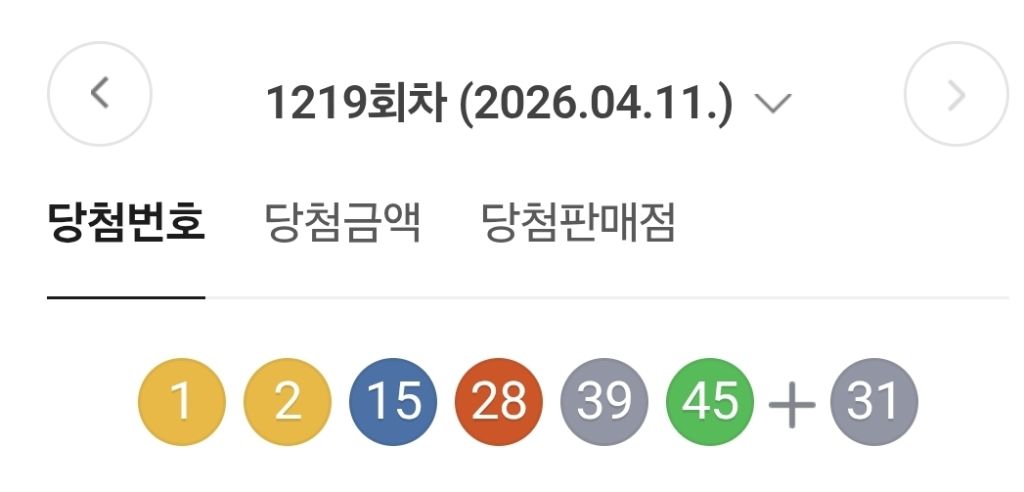 1219회차 로또 1등 번호 | 인스티즈