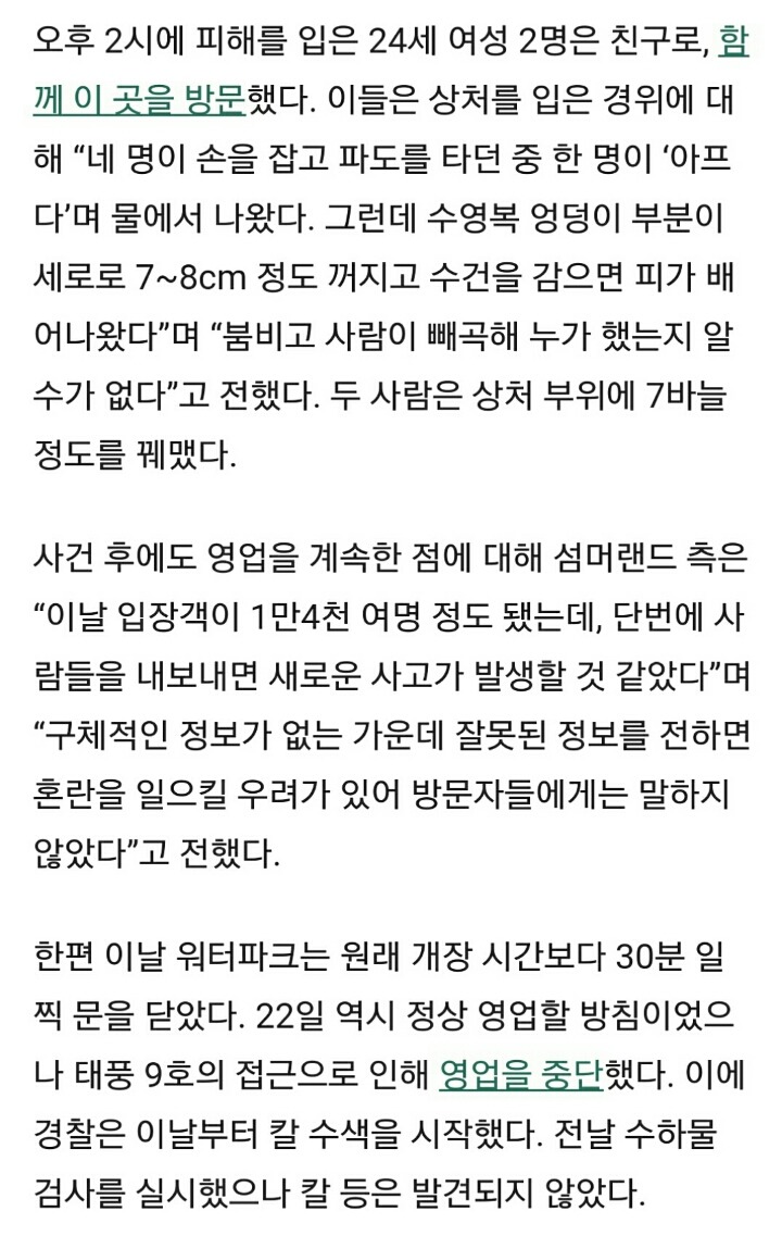 일본 도쿄의 워터파크에서 여성 9명의 엉덩이 살이 잘리는 일이 발생했다 | 인스티즈