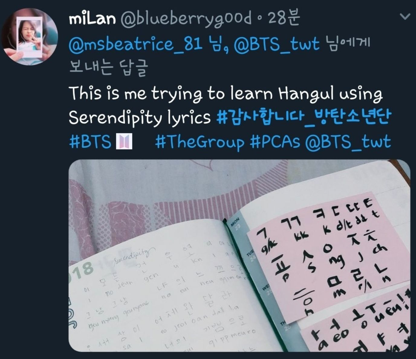 한글날을 맞아 방탄소년단 외국팬들이 하고있는것 | 인스티즈