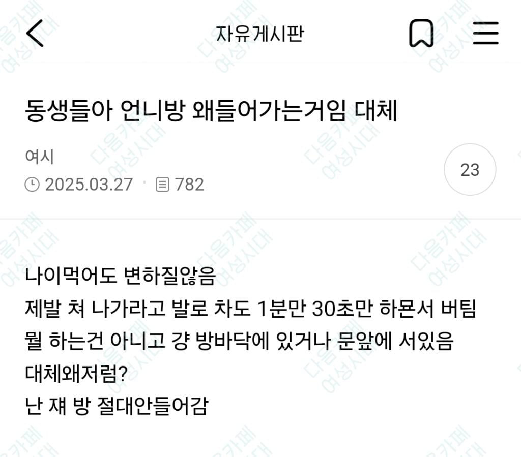동생들아 언니방 왜들어가는거임 대체 | 인스티즈