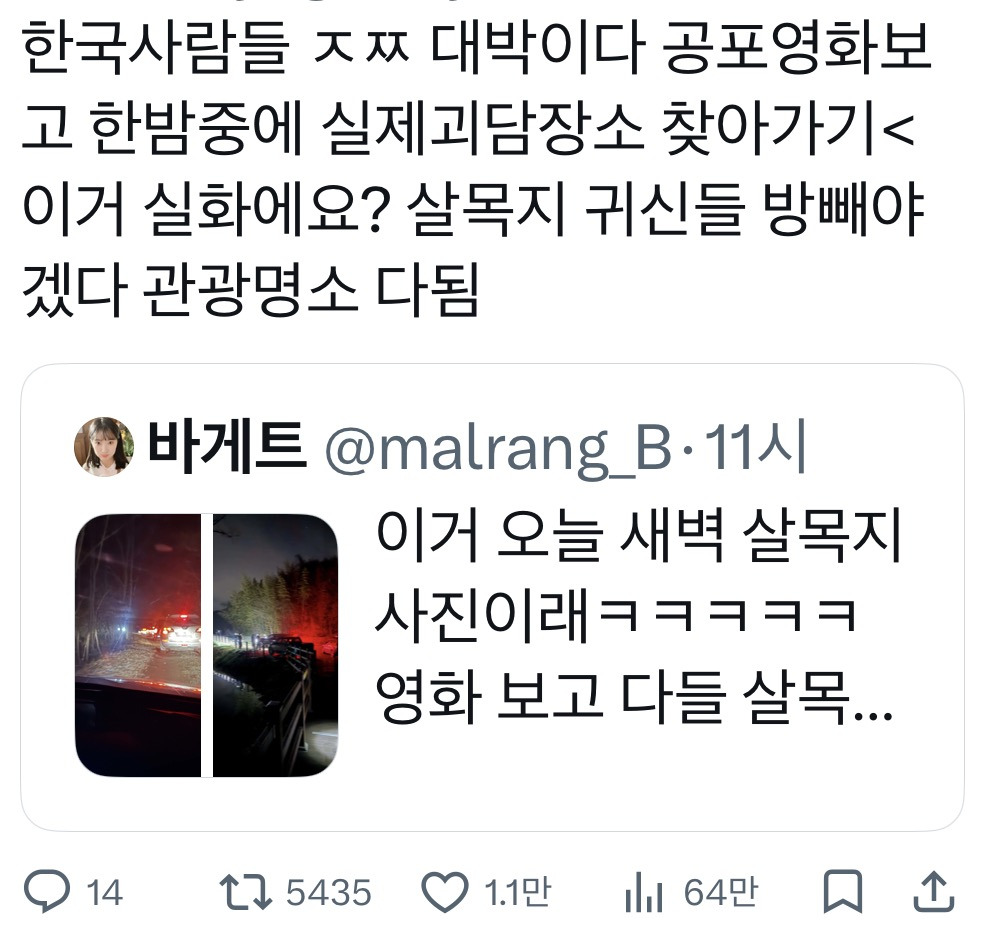 제정신 아닌 한국사람들 (살목지 근황) | 인스티즈