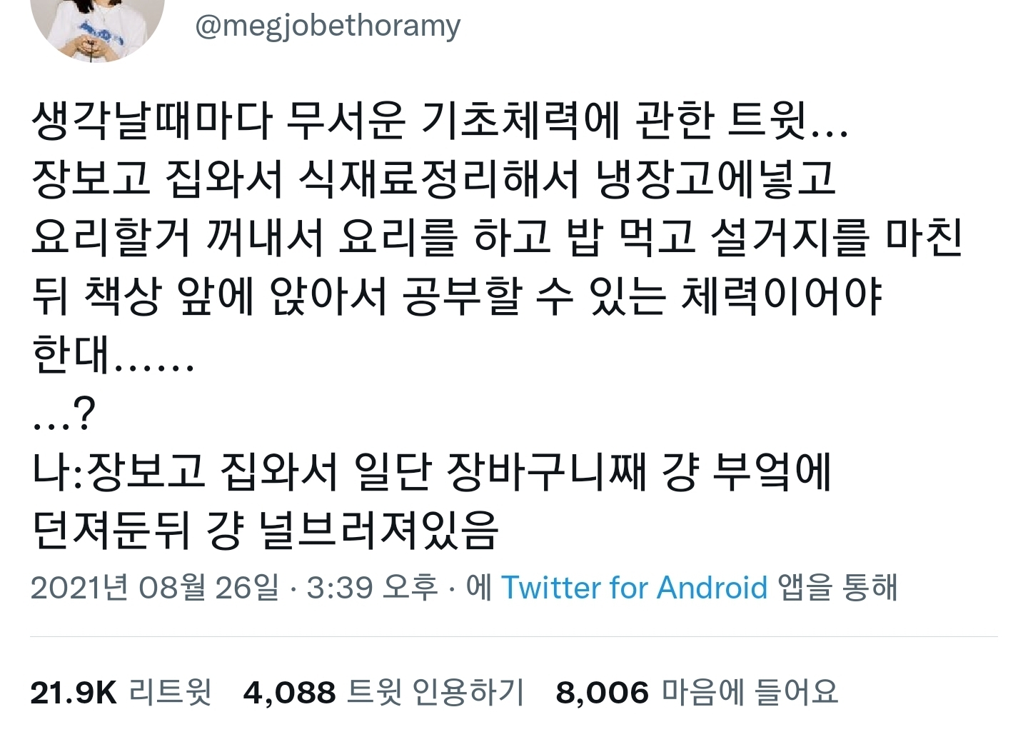 나는 기초체력이 있다 없다.twt | 인스티즈