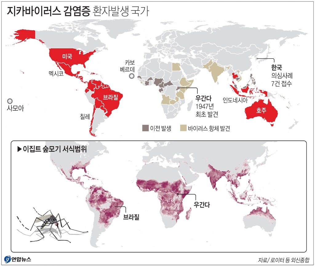 지카바이러스 감염증 환자발생 국가 | 인스티즈