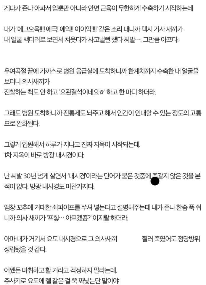 주갤럼의 공포의 요로결석썰.jpg | 인스티즈