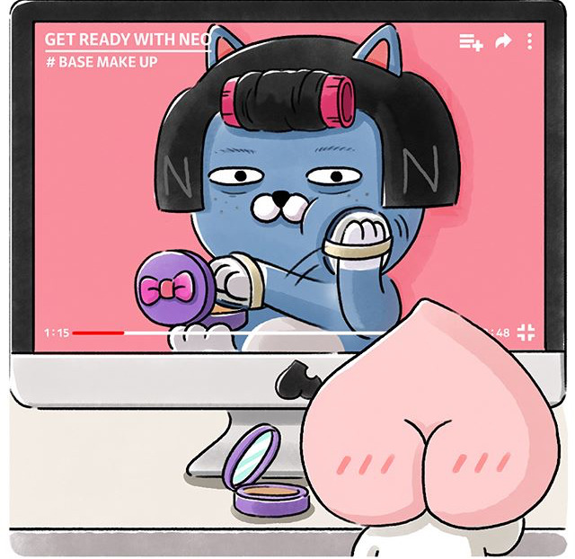 화장 따라하는 어피치 | 인스티즈