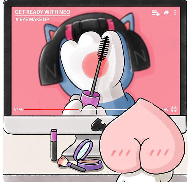 화장 따라하는 어피치 | 인스티즈
