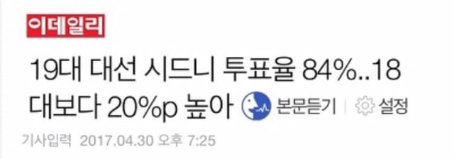  해외 투표율이 70을 넘어 80％대라는게 이게 얼마나 대단한거냐면요 | 인스티즈